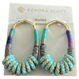 Kendra Scott Masie Open Frame Gold Mint Mix Earrings, NWT